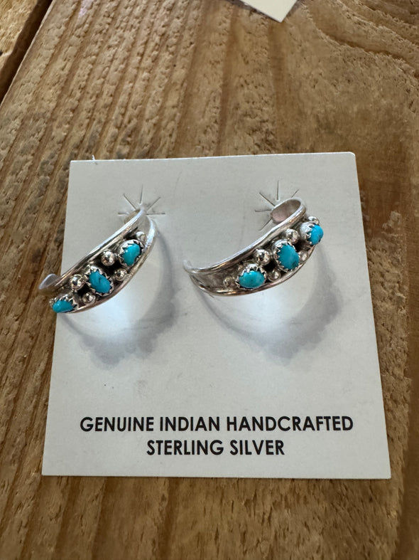 Sterling Turquoise Hoops