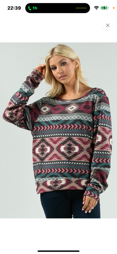 Tribal Printed Lightweight Sweatshirt