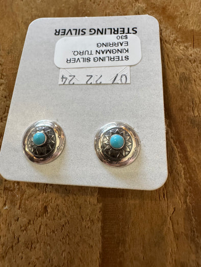 Silver Turquoise Button Studs