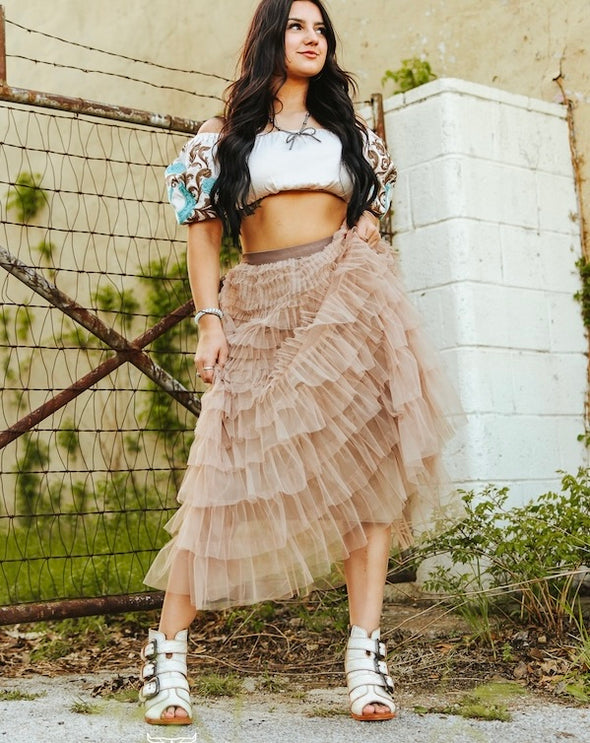 Ruffled Sheer Maxi Skirt
