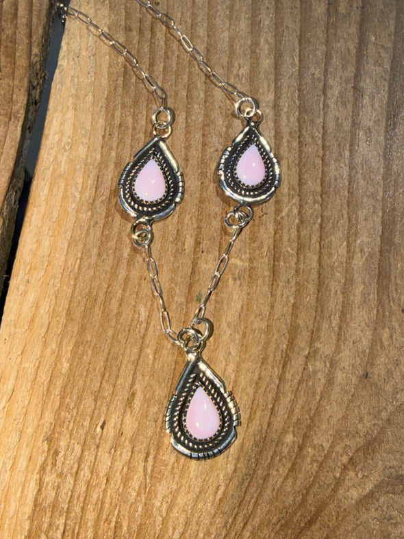 Christina Yazzie 3 Stone Teardrop Necklace