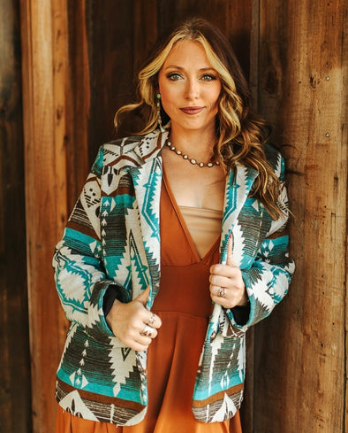 Turquoise Aztec Blazer (Jacket)