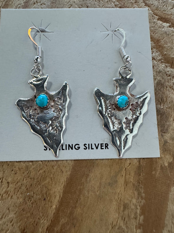 Sterling Arrowhead with Turquoise Accent Earrings