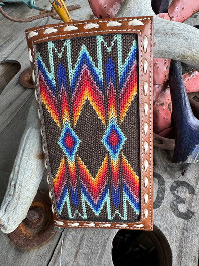 Leather with Aztec Rodeo Wallet