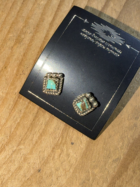 Christina Yazzie Square Turquoise Studs