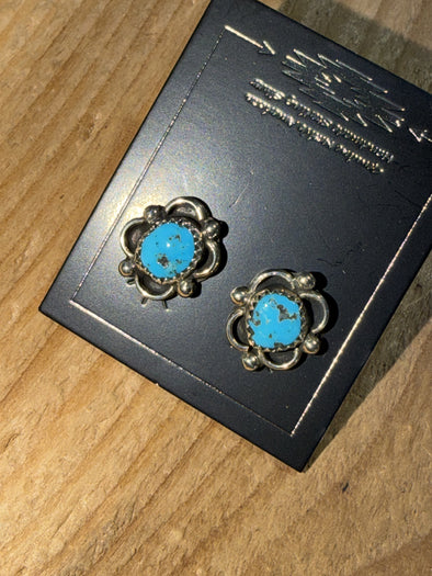 Christina Yazzie Small Oval Turquoise  Studs
