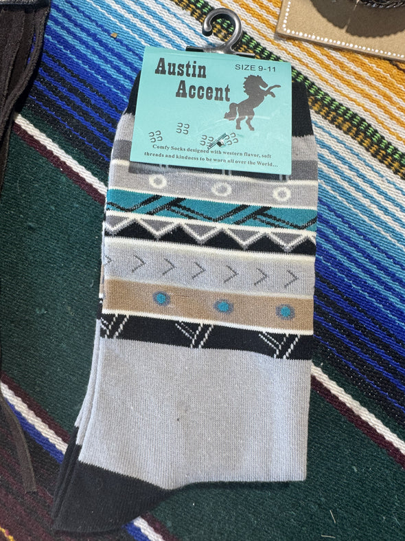 Gray Aztec Socks