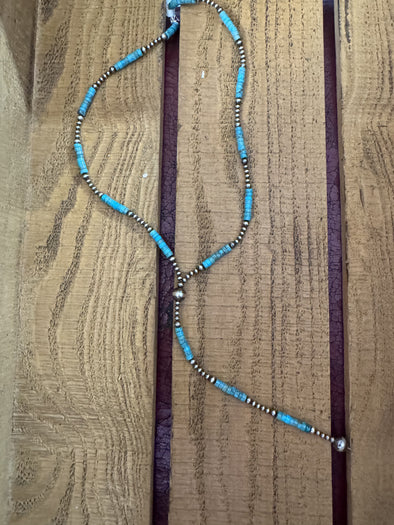 Turquoise and Pearl Lariat
