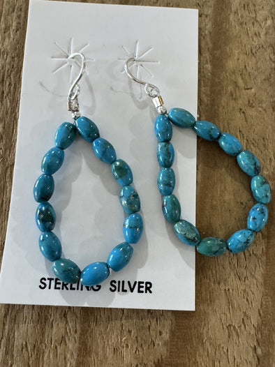 Turquoise Beaded Small Loop Earrings