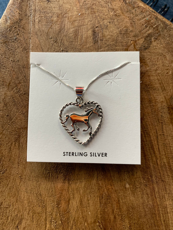 Sterling Silver Horse Heart Necklace