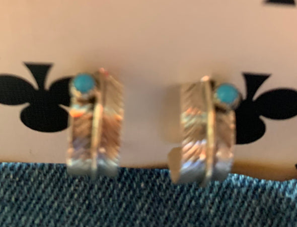 Mini Turquoise Feather Earrings