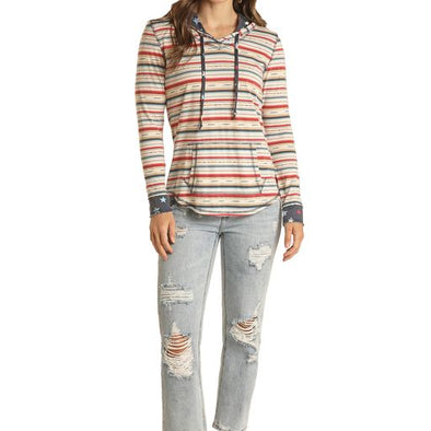 Serape Print Hoodie with Stars