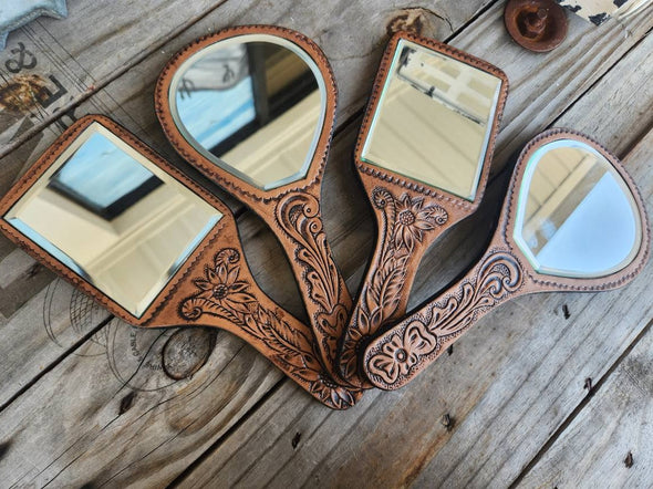 Hand Tooled Cowhide Mirrors