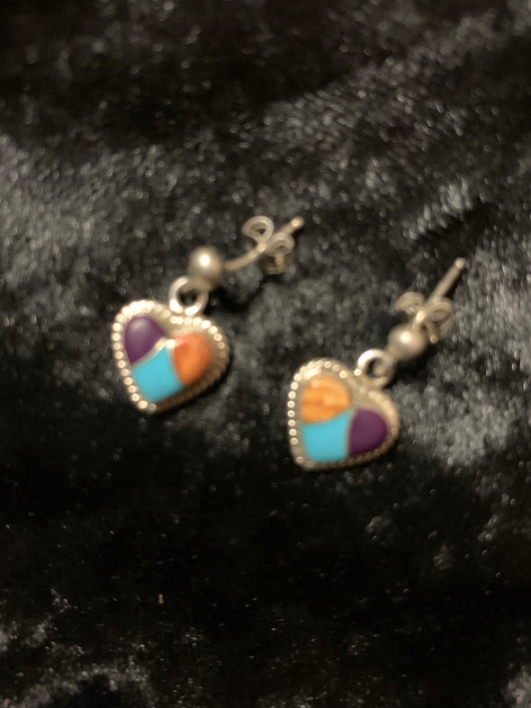 Three stone Heart Stud Earrings