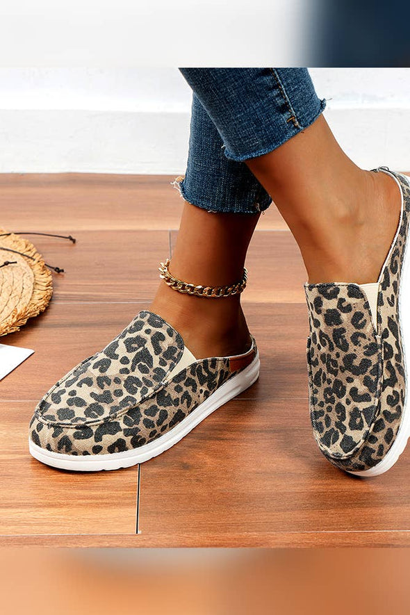 Leopard Canvas Slip On Shoes
