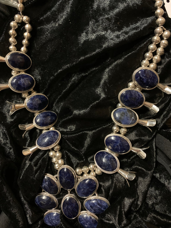 Lapis and Sterling Blossom Necklace