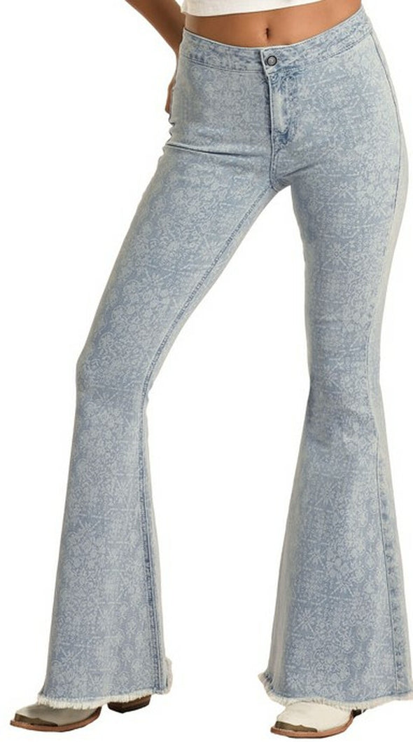 Baby Blue High Rise Stretch Flares