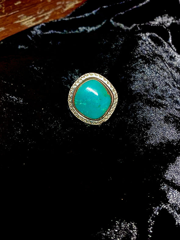 Square Turquoise Adjustable Ring