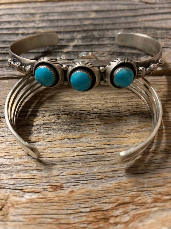 Three Stones it Is sterling Turquoise Bracelet