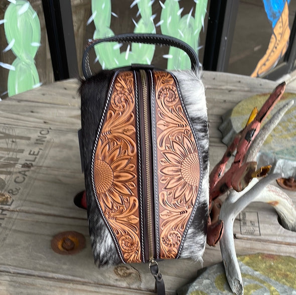 Tooled Leather Toiletry Bag