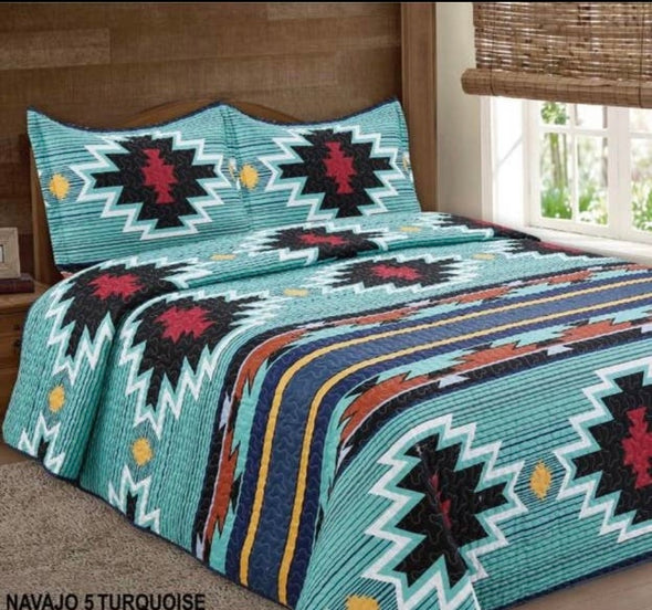 Turquoise Navajo Bedding Set