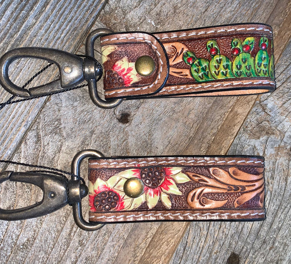 Leather Tooled Keys Chains