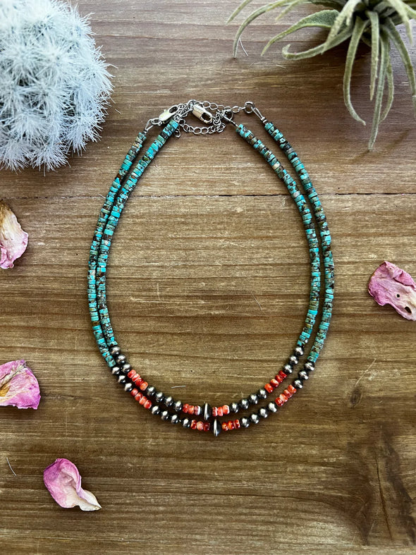 Anne, Turquoise and pearl choker